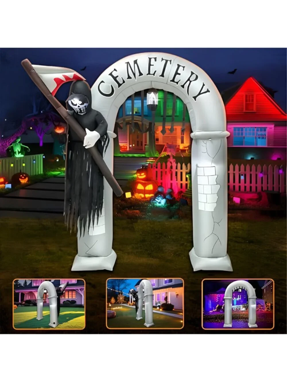 8FT Halloween Inflatables Archway Decoration with Led Light Spooky Scary